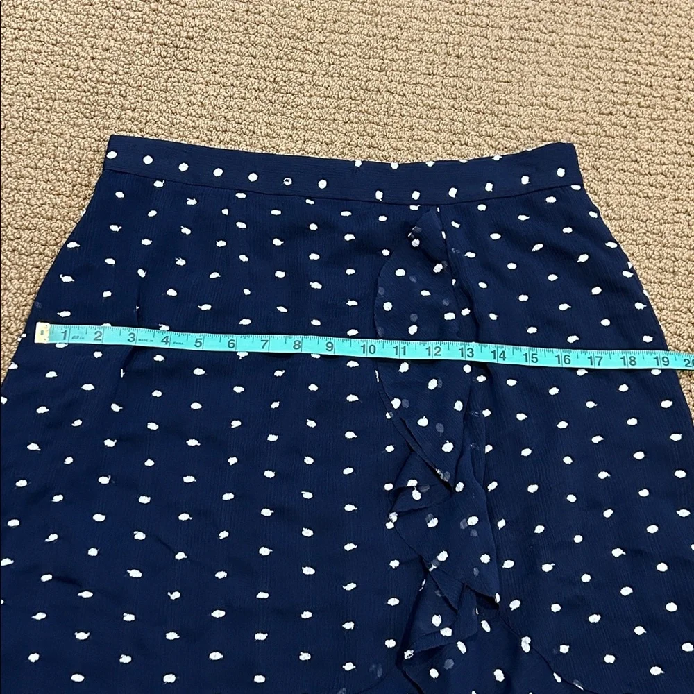 Anthropologie Hutch Ruffled Clip Dot Mini Skirt size 12 Navy Blue White